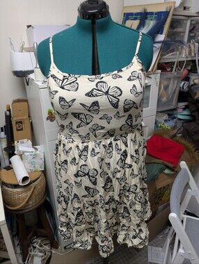 Hot topic Cream Butterfly Print Sundress
